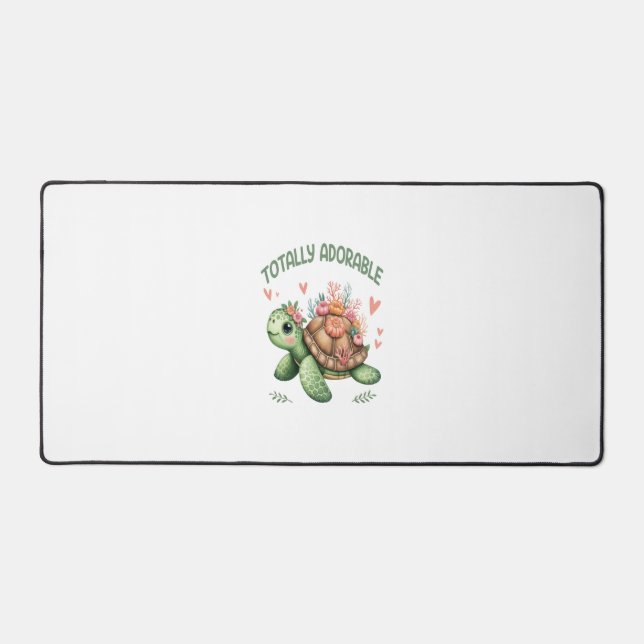 Totally Adorable Turtle with Coral Desk Mat (Front)