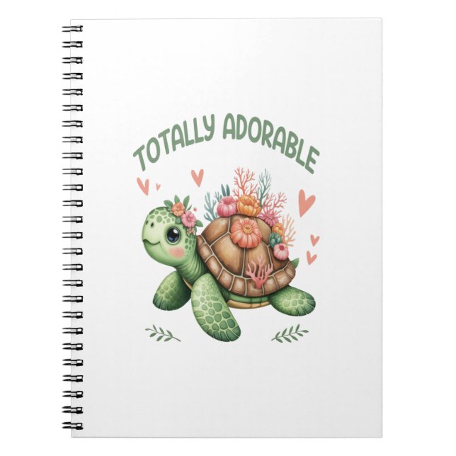 Totally Adorable Turtle with Coral Notebook (Front)