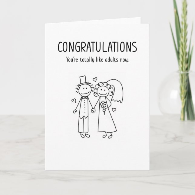 Totally Adults Now Funny Wedding Card (Front)