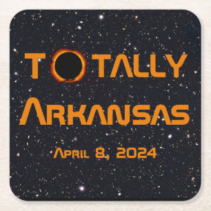 Totally Arkansas 2024 Solar Eclipse Square Paper Coaster