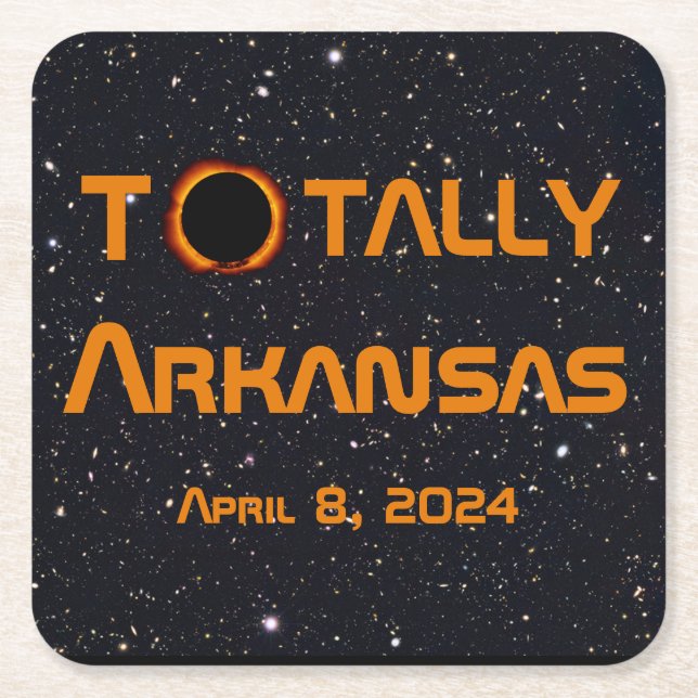 Totally Arkansas 2024 Solar Eclipse Square Paper Coaster (Front)