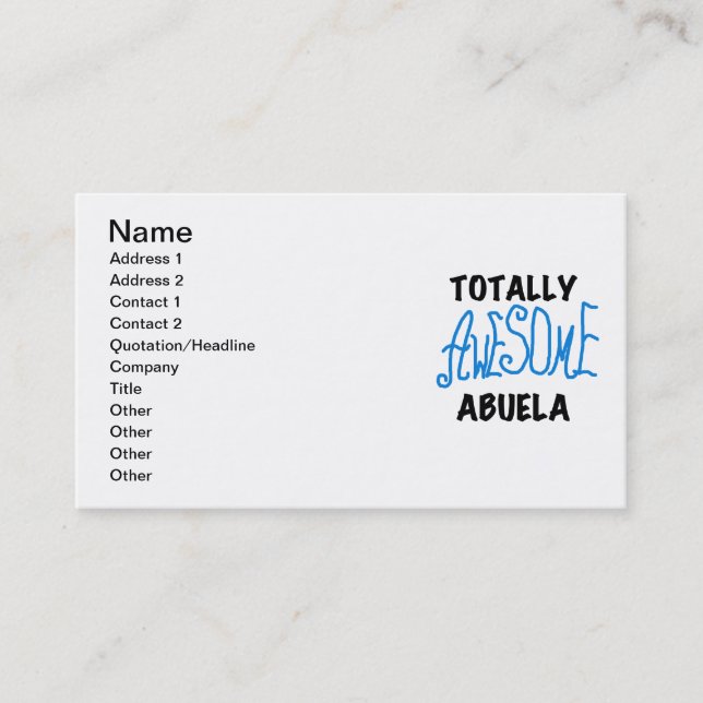 Totally Awesome Abuela Blue Tshirts and GIfts Business Card (Front)