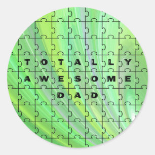 Totally Awesome Dad Puzzle Green Classic Round Sticker