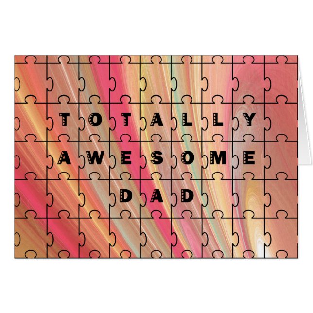 Totally Awesome Dad Puzzle Text Pink/Brown Pattern (Front Horizontal)
