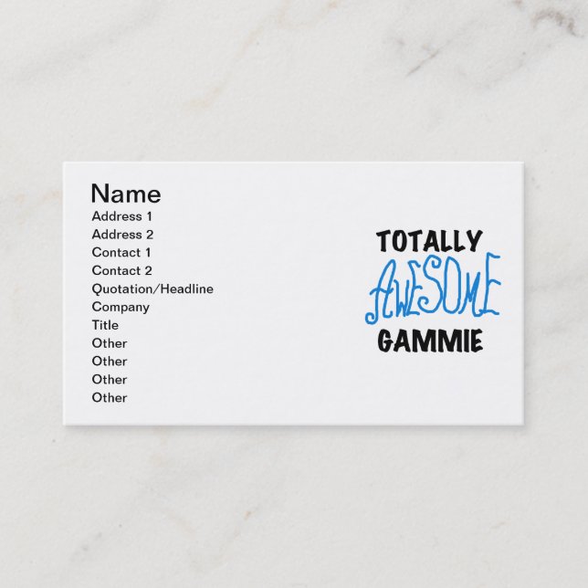 Totally Awesome Gammie Blue Tshirts and Gifts Business Card (Front)