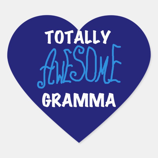 Totally Awesome Gramma Blue T-shirts and Gifts Heart Sticker (Front)