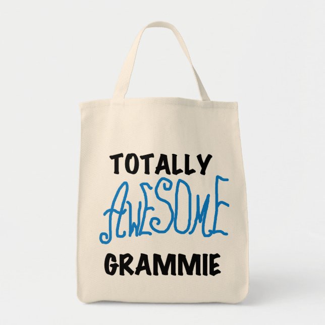 Totally Awesome Grammie Blue T-shirts Gifts Tote Bag (Front)