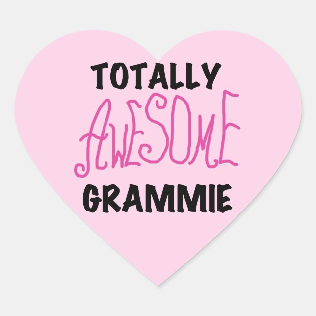 Totally Awesome Grammie Pink T-shirts Gifts Heart Sticker (Front)