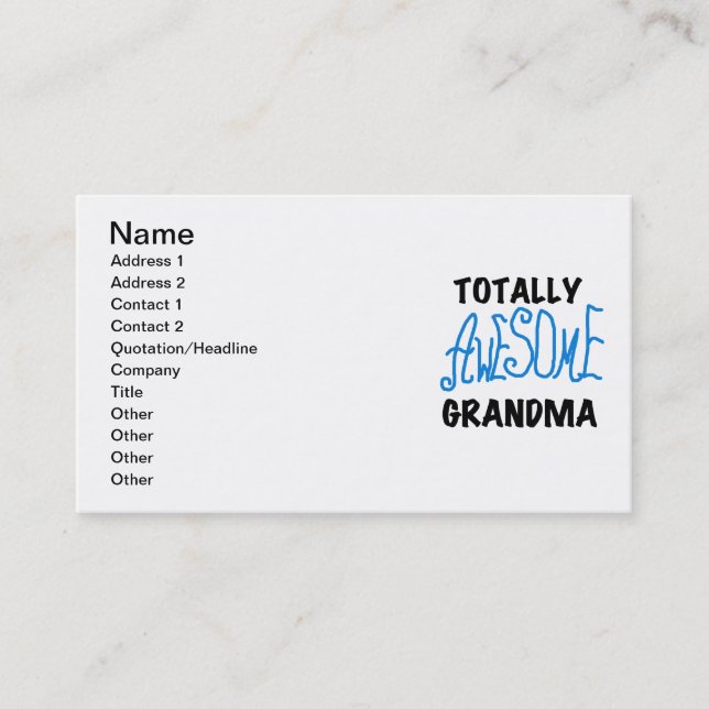 Totally Awesome Grandma - Blue Tshirts and Gifts Business Card (Front)