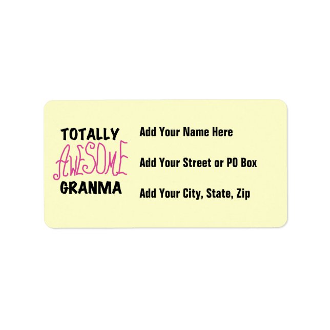 Totally Awesome Granma Pink Tshirts and Gifts Label (Front)