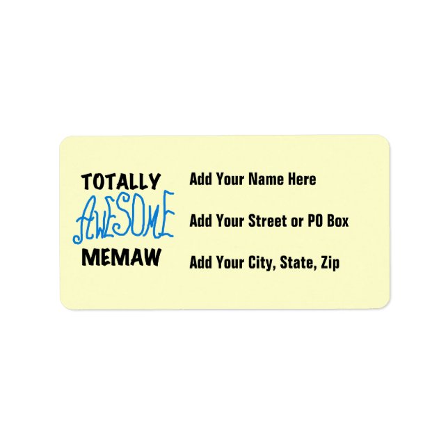 Totally Awesome Memaw Blue T-shirts and Gifts Label (Front)