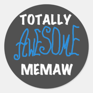 Totally Awesome Memaw Blue T-shirts Classic Round Sticker