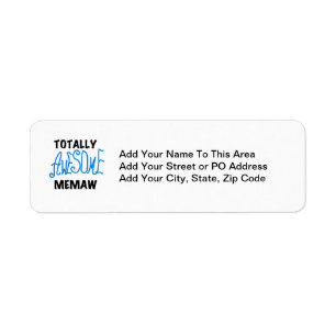 Totally Awesome Memaw Blue Tshirts and GIfts Return Address Label