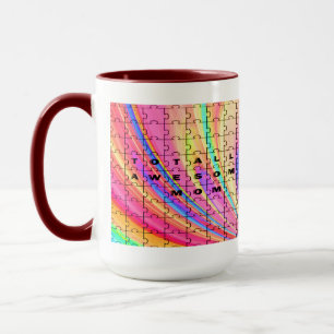 Totally Awesome Mum  Pink Swirl Puzzle Design Mug