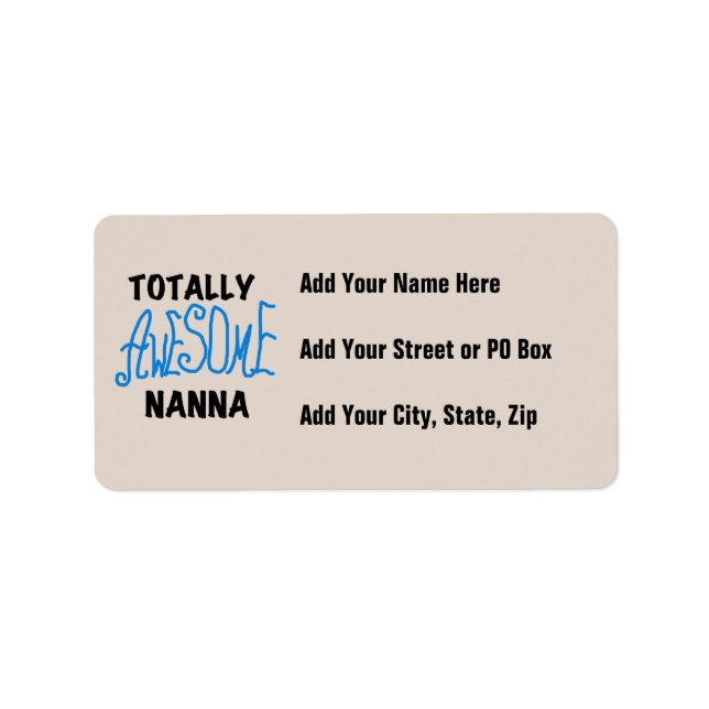 Totally Awesome Nanna Blue T-shirts and GIfts Label (Front)