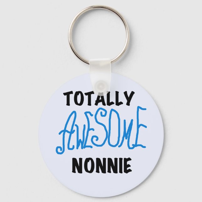 Totally Awesome Nonnie Blue Text Tshirts and Gifts Key Ring (Front)