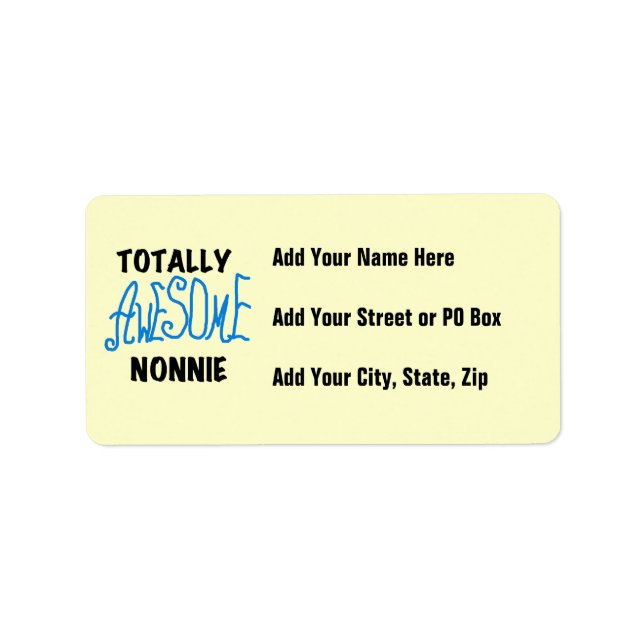 Totally Awesome Nonnie Blue Text Tshirts and Gifts Label (Front)