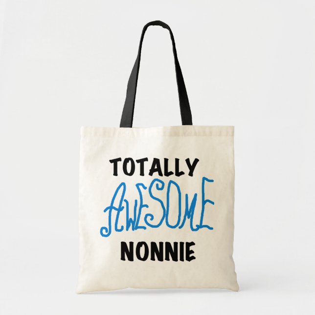 Totally Awesome Nonnie Blue Text Tshirts and Gifts Tote Bag (Front)