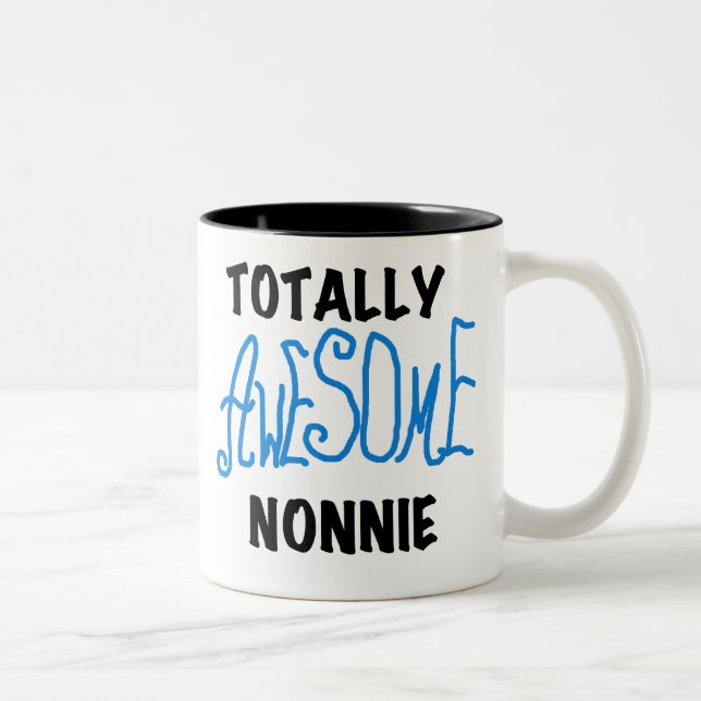 Totally Awesome Nonnie Blue Text Tshirts and Gifts Two-Tone Coffee Mug (Right)