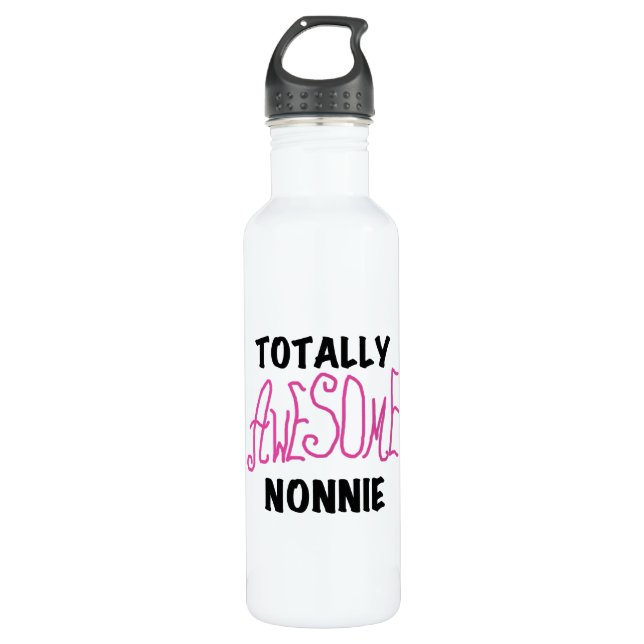Totally Awesome Nonnie Pink Tshirts and 710 Ml Water Bottle (Front)