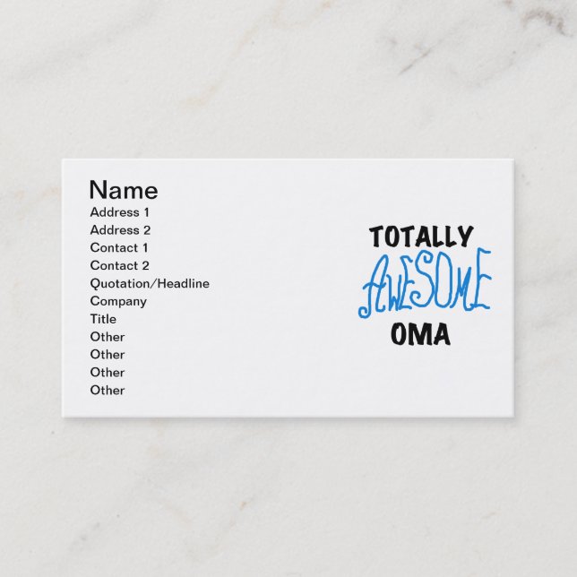 Totally Awesome Oma Blue T-shirts and Gifts Business Card (Front)