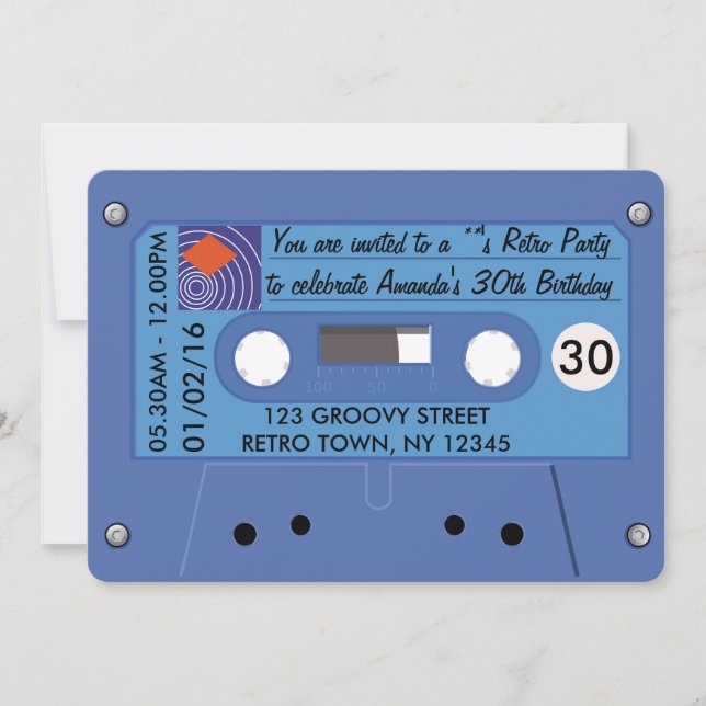 Totally Awesome Retro Birthday Party Personalised Invitation (Front)