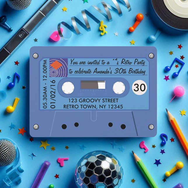 Totally Awesome Retro Birthday Party Personalised Invitation (Totally Awesome Retro Birthday Party Personalised Invitation)