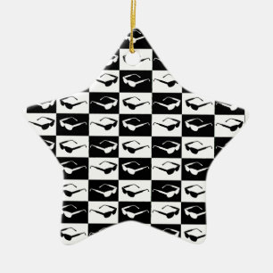 Totally Black and White 80's Ceramic Tree Decoration