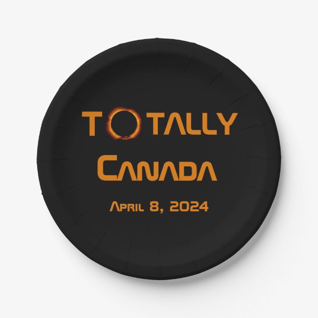 Totally Canada 2024 Solar Eclipse  Paper Plate (Front)