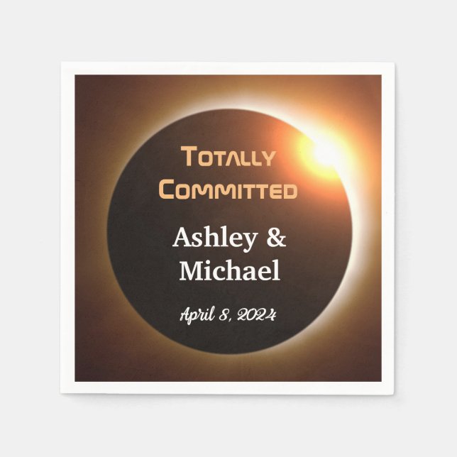 Totally Committed Eclipse Theme Wedding Napkin (Front)