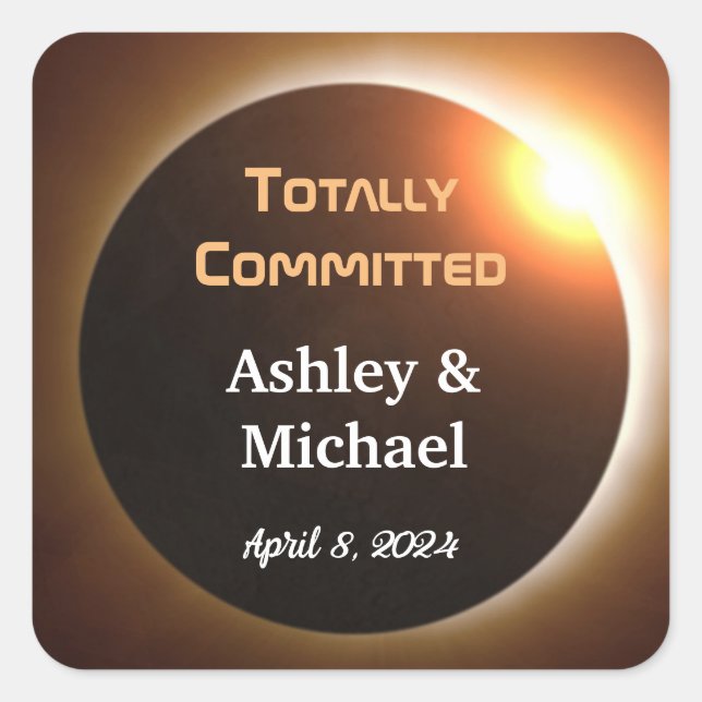 Totally Committed Eclipse Theme Wedding Square Sticker (Front)