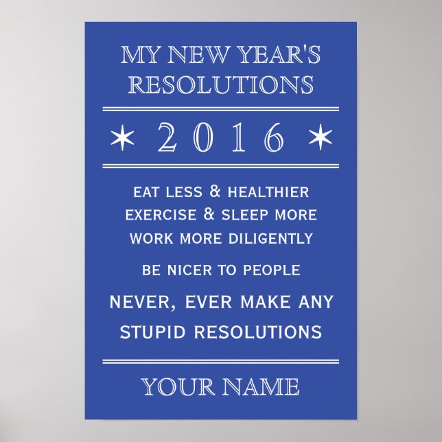 Totally customisable New Year's Resolution poster (Front)