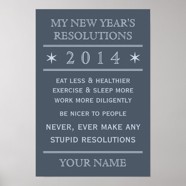 Totally customisable New Year's Resolution poster (Front)