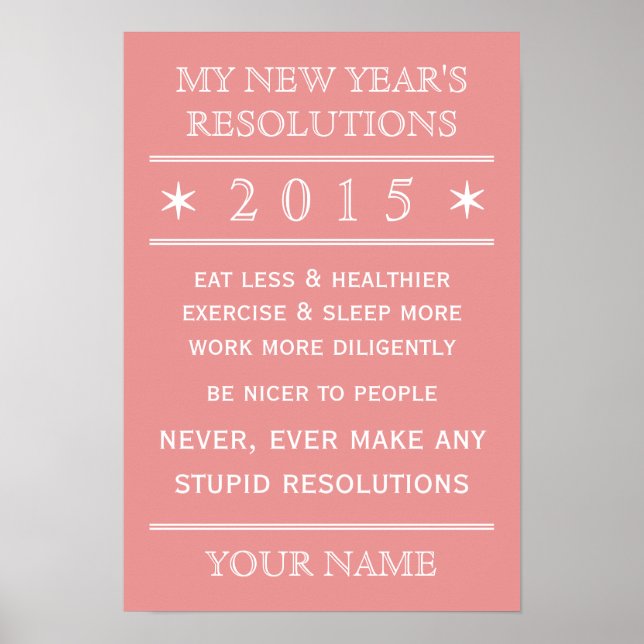 Totally customisable New Year's Resolution poster (Front)