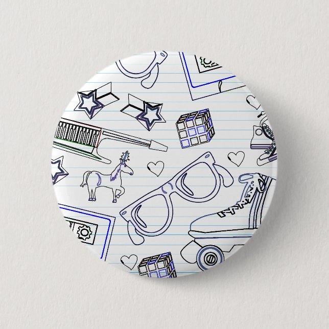 Totally Eighties Doodle 6 Cm Round Badge (Front)