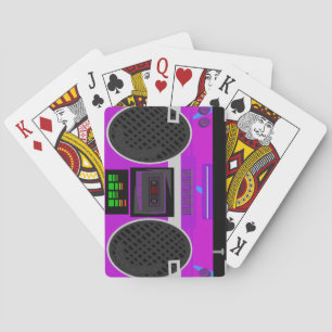 Totally Eighties Purple Boombox Illustration Playing Cards