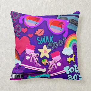 Totally Eighties Purple Collage Cushion