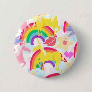 Totally Eighties Unicorn Rainbow Explosion 6 Cm Round Badge