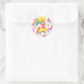 Totally Eighties Unicorn Rainbow Explosion Classic Round Sticker (Bag)
