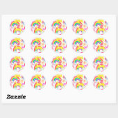 Totally Eighties Unicorn Rainbow Explosion Classic Round Sticker (Sheet)
