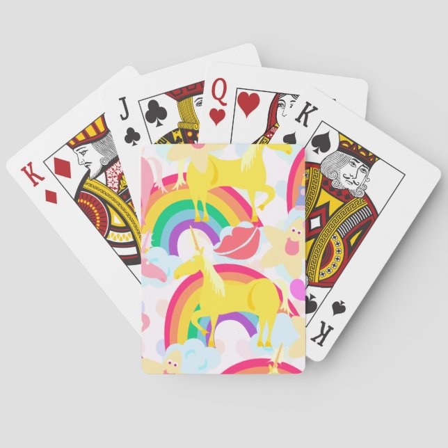 Totally Eighties Unicorn Rainbow Explosion Playing Cards (Back)
