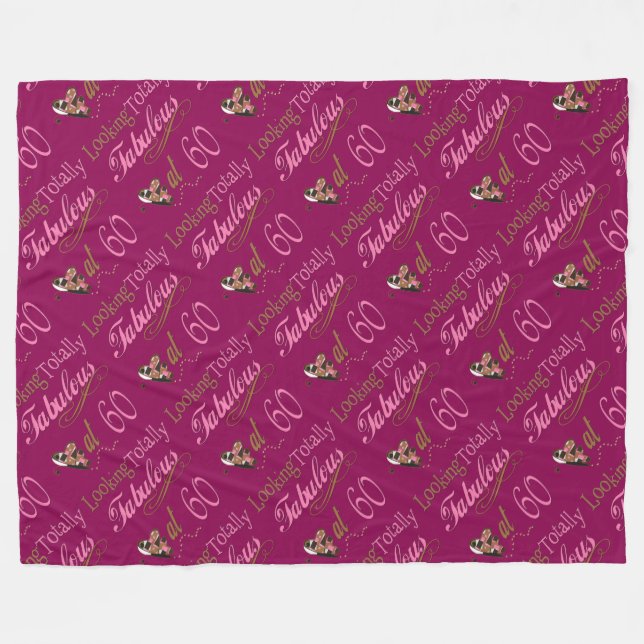 Totally Fabulous 60th Birthday Fleece Blanket (Front (Horizontal))