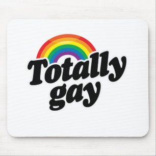 TOTALLY GAY RAINBOW - WHITE -.png Mouse Pad