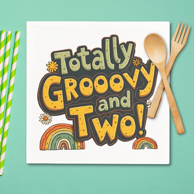 Totally Groovy and Two 2nd Birthday Napkin (Creator Uploaded)