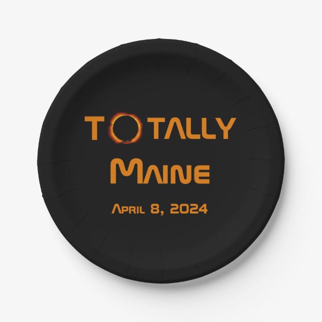 Totally Maine 2024 Solar Eclipse Paper Plate (Front)