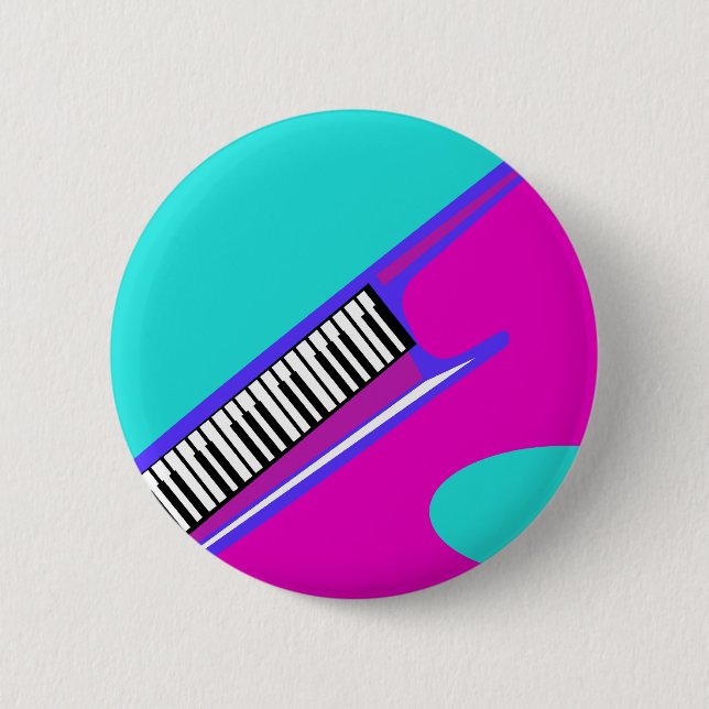 Totally Neon 80's Keytar 6 Cm Round Badge (Front)