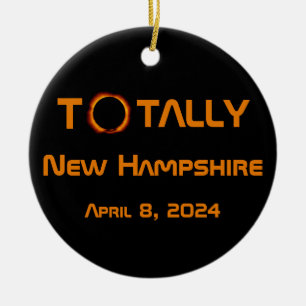 Totally New Hampshire 2024 Solar Eclipse Ceramic Ornament