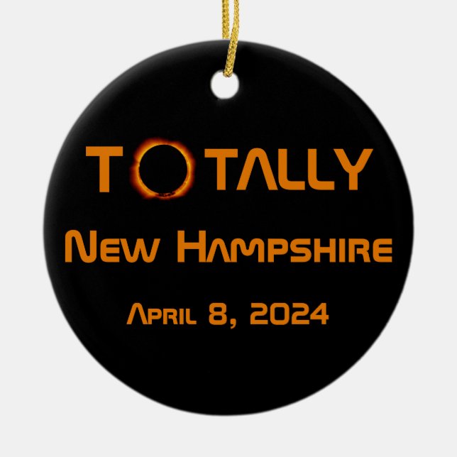 Totally New Hampshire 2024 Solar Eclipse  Ceramic Ornament (Front)