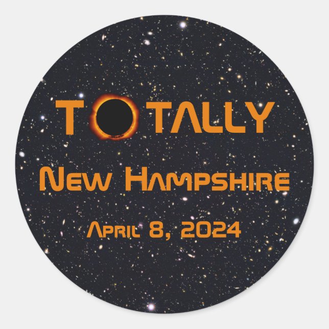 Totally New Hampshire 2024 Solar Eclipse  Classic Round Sticker (Front)