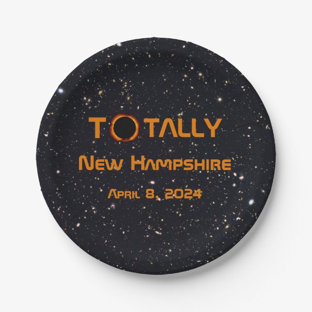 Totally New Hampshire 2024 Solar Eclipse  Paper Plate (Front)